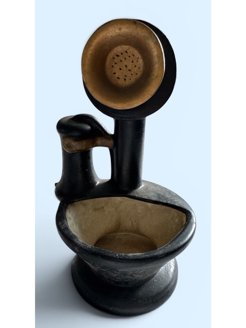 Vintage Telephone Shaped ceramic planter Black Decorative Collectible